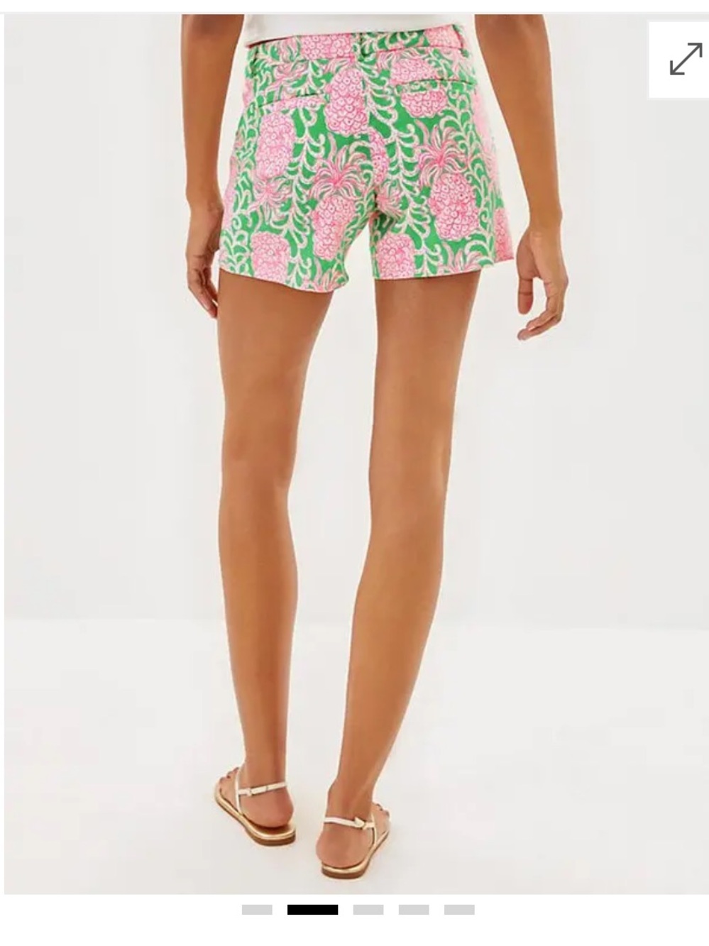 Lilly Pulitzer Callahan Knit Shorts, Fauna Green Party Like A Pineapple, 8. - Picture 2 of 12